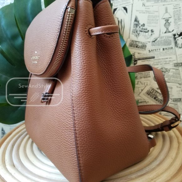 KATE SPADE NEW YORK LEILA LEATHER MEDIUM FLAP BACKPACK SHOULDER BAG PURSE